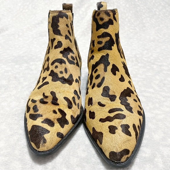 ASOS Leopard Bootie Atom Leather Chelsea Boot Calf Hair Animal Print Slip-On 5 - Picture 4 of 13